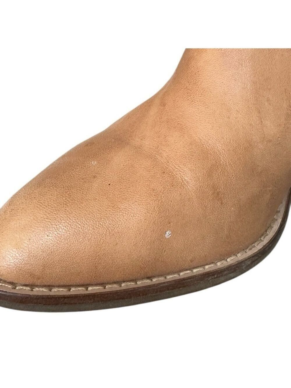 Kelsi Dagger Brooklyn Tan leather cowgirl style ankle booties side zip size 8 - Picture 4 of 6